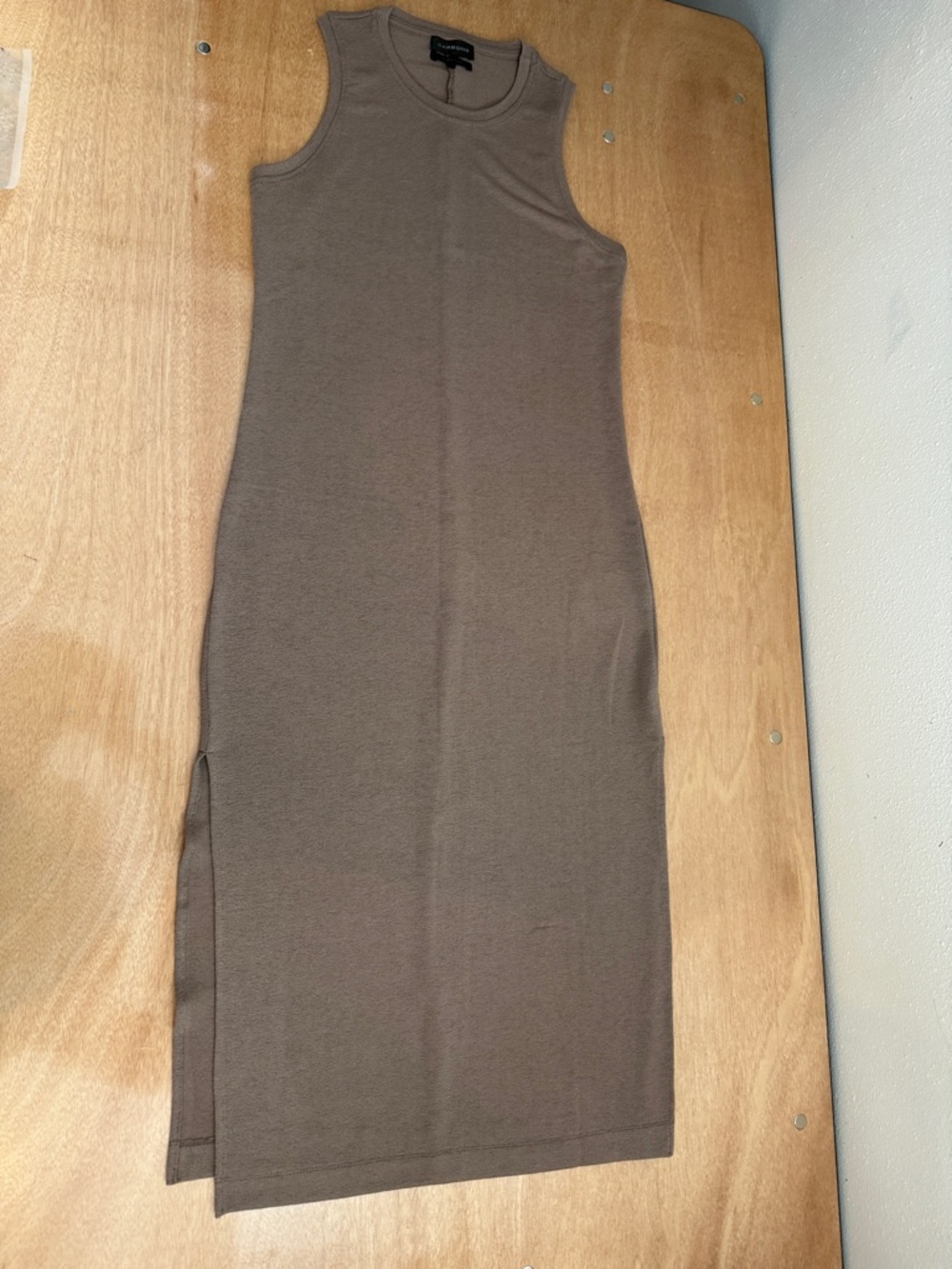 Carbon38 Taupe Sleeveless Tunic Midi Dress with Side Slit